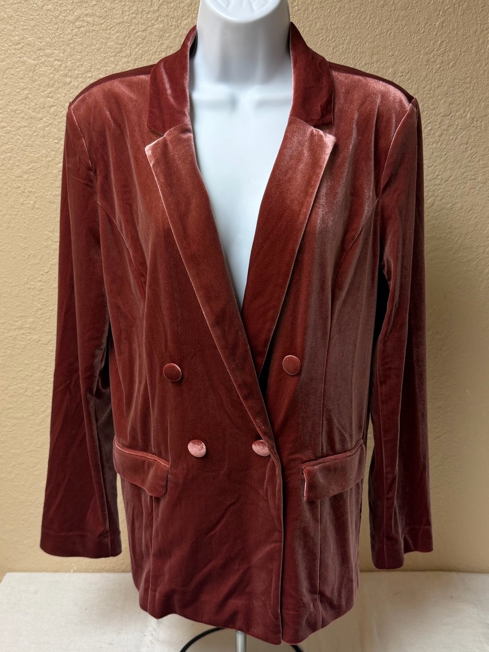 4/$20 Maurices Women’s Double-Breasted Velvet Blazer Jacket - Rust Red